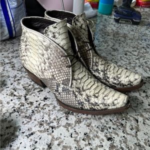 Allens Boots Woman's Exotic laceup Python Cowgirl Boots — Snip Toe (offers open)